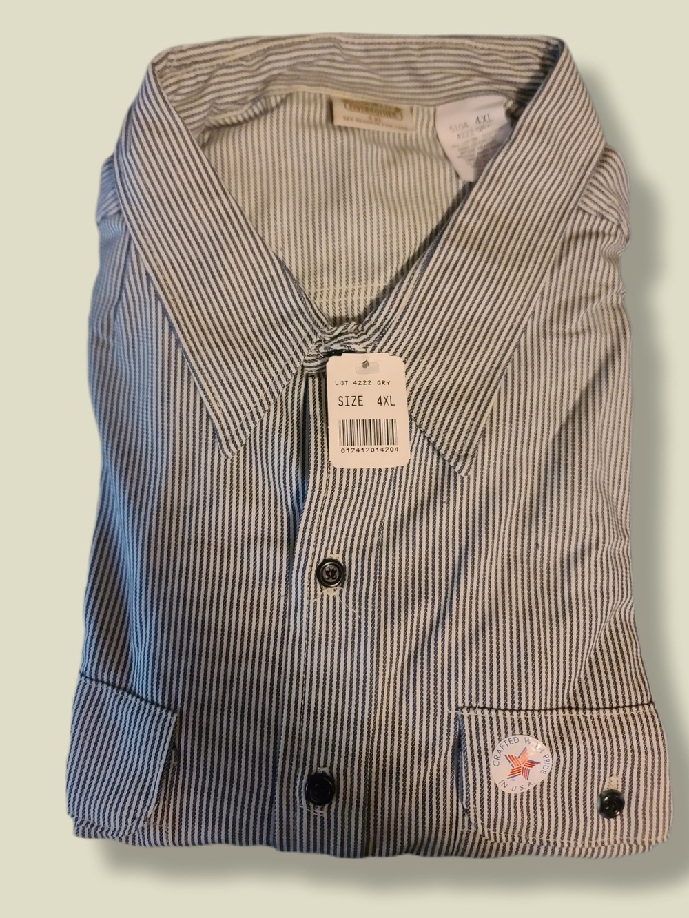 Five Brother Hickory Stripe Work Shirt Men's Size 4XL Heavyweight Long Sleeve".